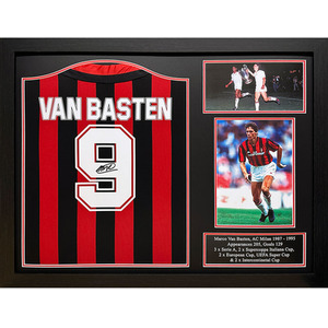 Marco Van Basten Signed and Framed AC Milan Shirt