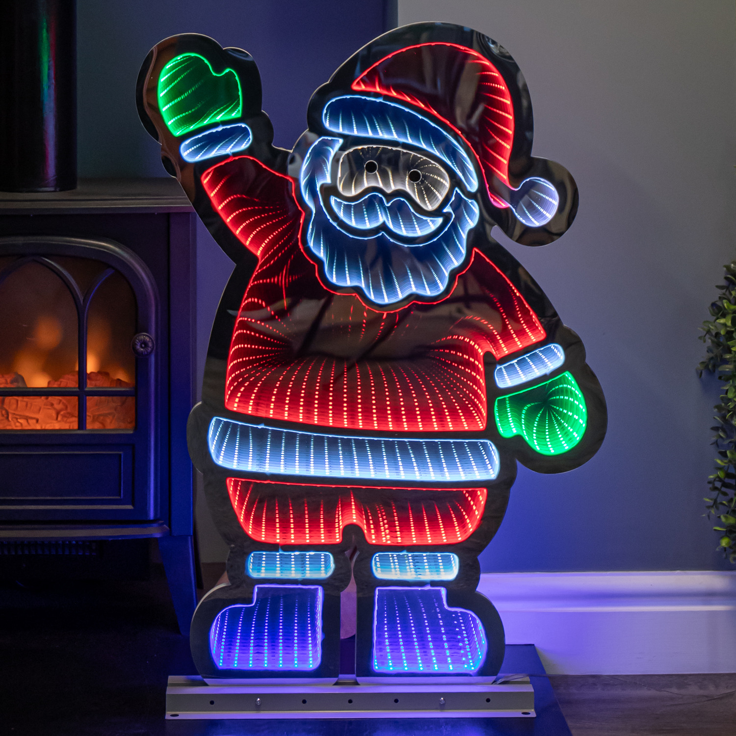 74cm LED Infinity Standing Santa Christmas Decoration - Neutral Santa display