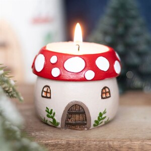 Whimsical Mushroom House Tealight Holder