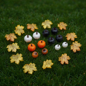 Halloween Plastic Ornament Set with Pumpkins and Maple Leaves