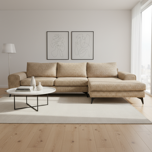 Beige / Right-hand Venice Basket Weave Fabric Corner Sofa shot 11026625