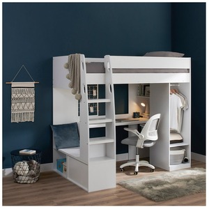 Harry High Sleeper Bed with Desk, Wardrobe and Storage