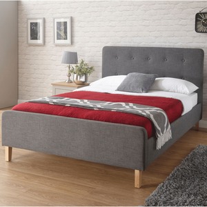 Charcoal / Small Double Home Source Ashbourne Grey Fabric Low Foot End Padded Bed Frame  shot 11457529