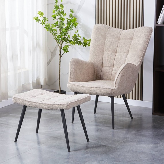 Paris Boucle Armchair and Footstool