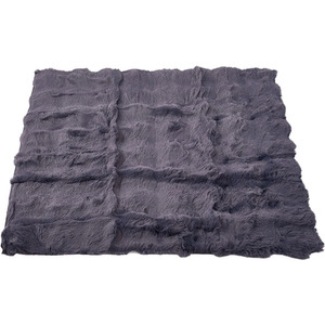 90cm Thick Faux Rabbit Fur Knitted Sofa Cover - Light Grey