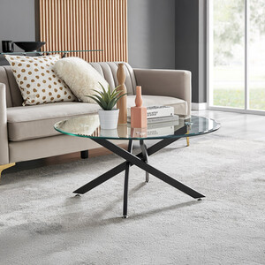 Novara Black And Glass Round Coffee Table