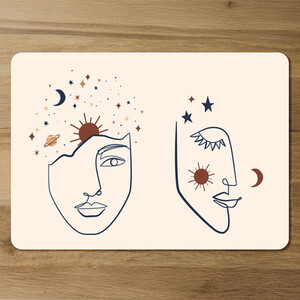 Celestial elements like stars, moon, sun and planets Designer Placemat Set
