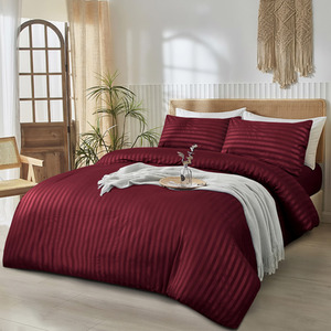 3Pcs Stripe Duvet Cover Set With Pillowcase