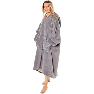Sienna Oversized Sherpa Fleece Hoodie Blanket Charcoal Grey