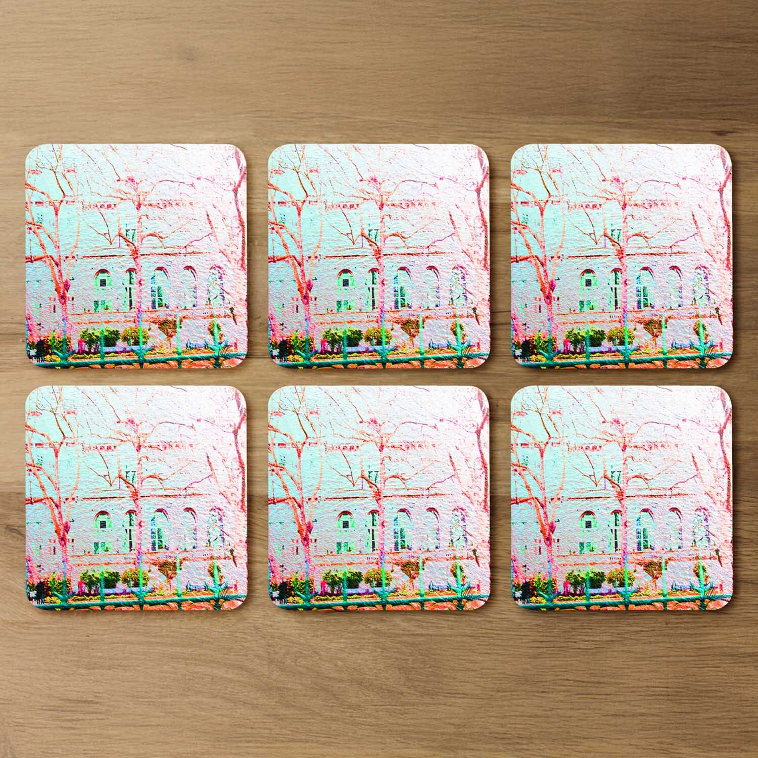 Red Tree In London  Coaster - Green