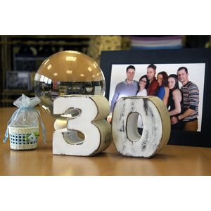 Handmade White-Washed Wooden Birthday Number 3