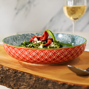 Mikasa Geometric Leaf Stoneware Bowl, Coupe Serving Dish, 900ml, 21 x 5cm