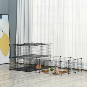 PawHut Pet Playpen with Door for Small Animal, Black