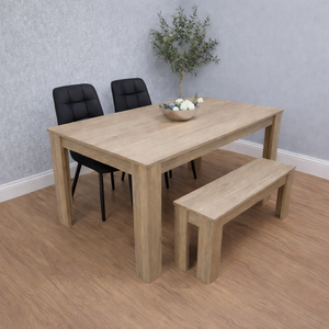 Wooden Dining Table Tufted Velvet Chairs and Bench Set