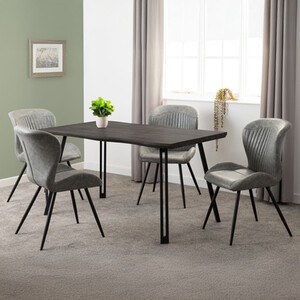 Quebec Wave Edge Dining set With Grey Chairs