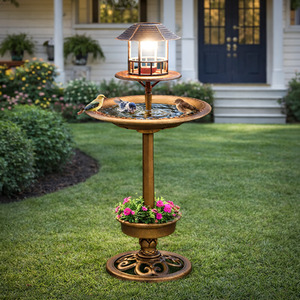 Bird Feeder with Solar Lights and Planter