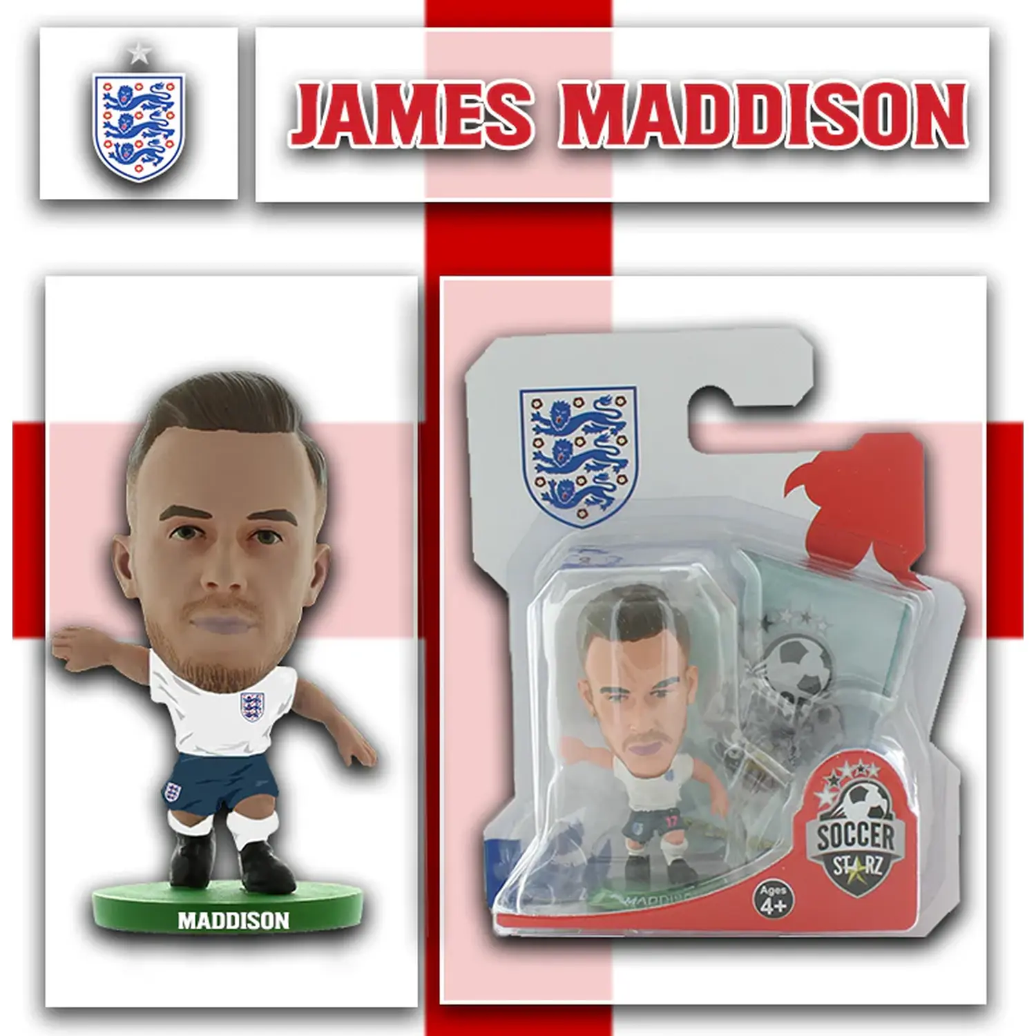 SoccerStarz England James Maddison 2022 Version 5cm Figure - White
