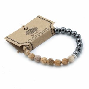 Faceted Gemstone Bracelet with Magnetic Picture Jasper - Elegant Gift