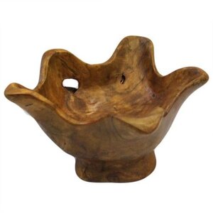 Hand Carved Teak Root Bowls Unique Natural Artful Decor Serveware