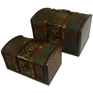 Vintage Colonial Embossed Box Set Antique Charm Gift Trinket Storage