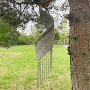 Coconut Leaf Wind Chimes - Whitewash, Handcrafted Coastal Decor