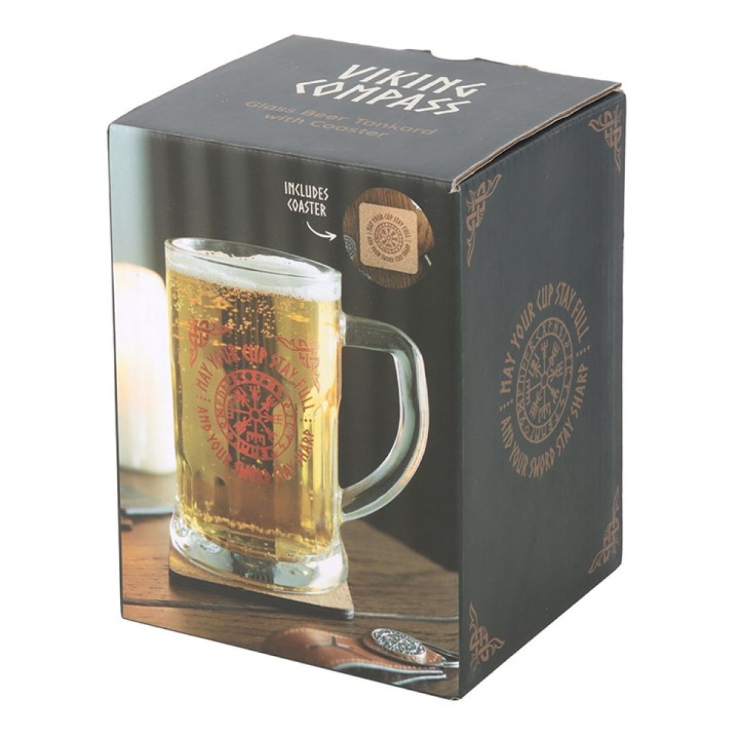 Image of Viking Compass Glass Beer Tankard Cork&hellip;