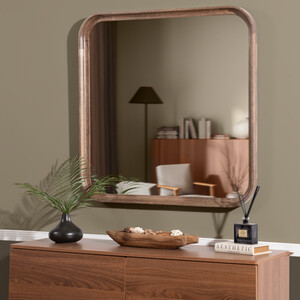 Curved Wooden Mirror