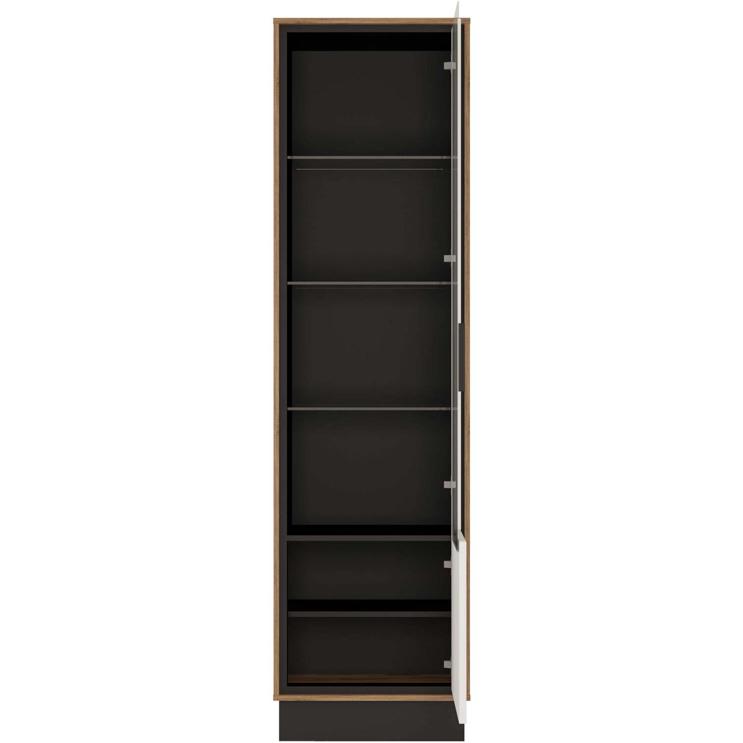 Dabbleton Tall Display Cabinet - Walnut And Gloss White Right-hand Geometric Door - Gloss White With Walnut