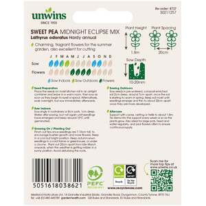 Sweet Pea Seeds 'Midnight Eclipse Mix' - Spencer-type fragrant summer blooms