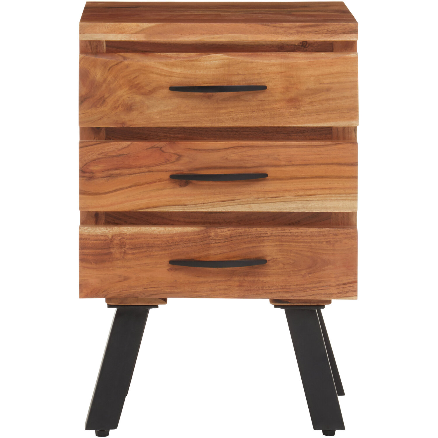 Nashik Three Drawer Acacia Side Table - Brown