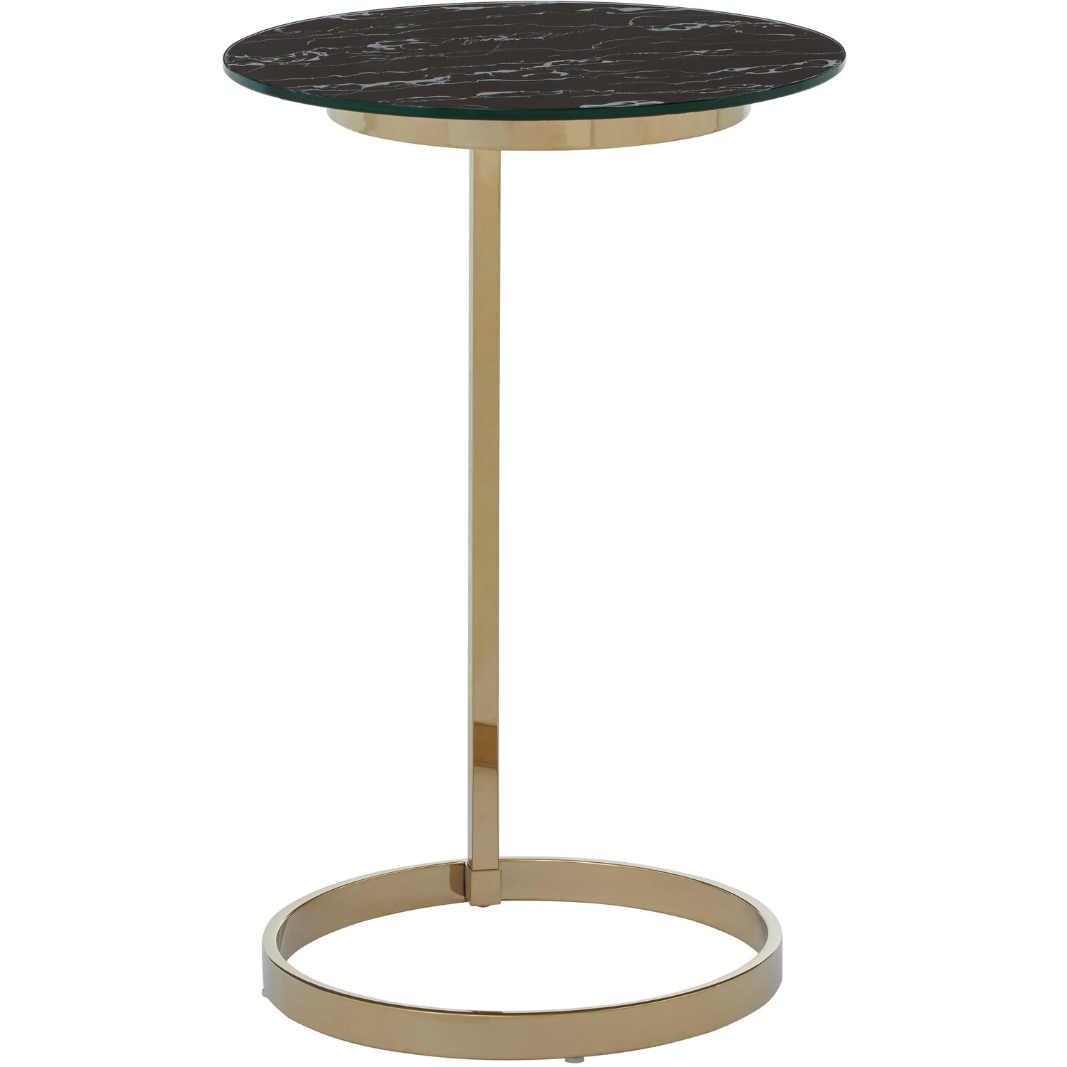 Oria End Table With Black Marble Effect Glass Top - Gold