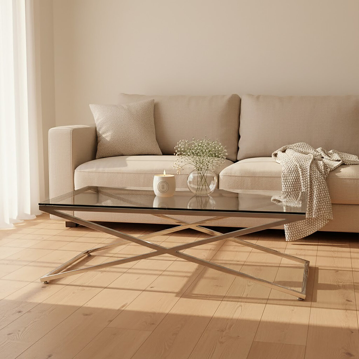 Montril Criss Cross Coffee Table - Silver