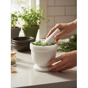 Salerno White Marble Mortar And Pestle Set