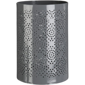 Punched Grey Finish Large Candle Holder