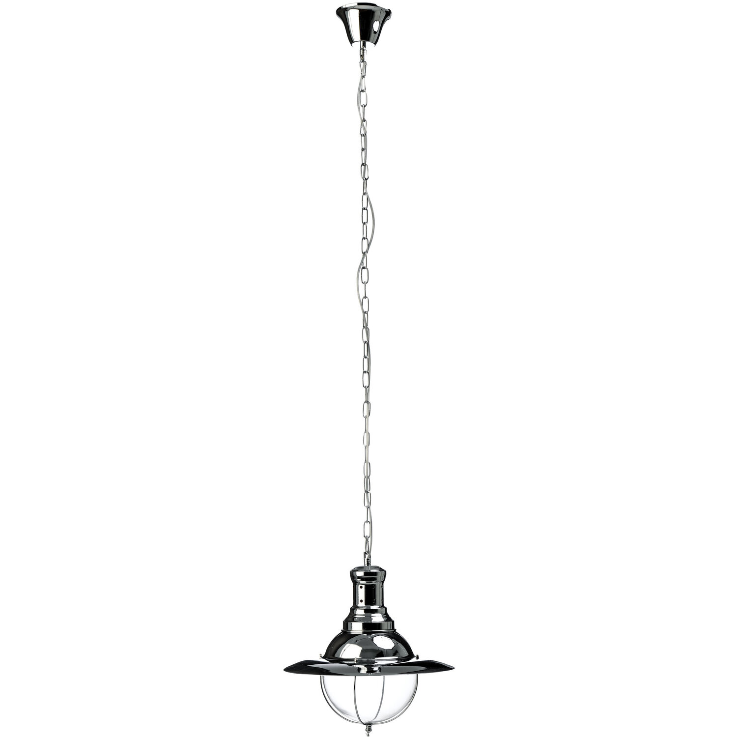 Industrial Revolution Chrome And Glass Pendant Light - Silver