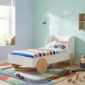 Jonas Toddler Car Bed in White and Natural Pine