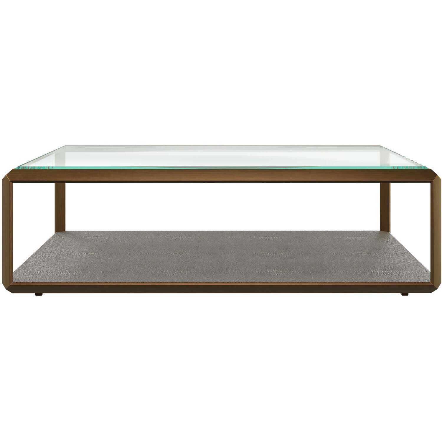 Siena Coffee Table Clear Glass Top Shagreen Base Brushed Gold Frame - Grey