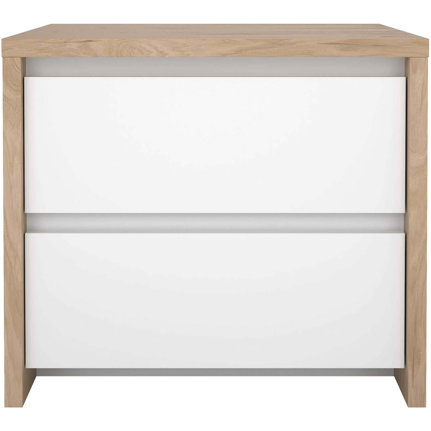 Salzburg Bedside Table Gloss Front Natural Effect 2 Drawers - Natural