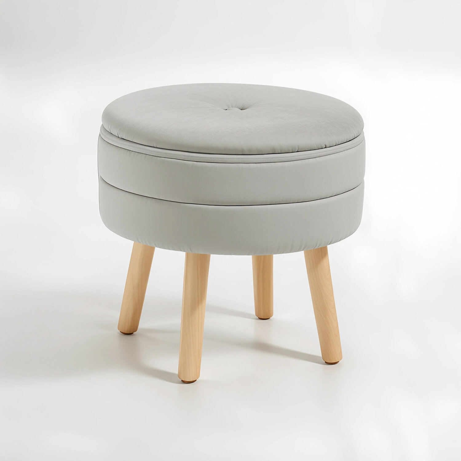 Ivy Grey Velvet Stool - Grey