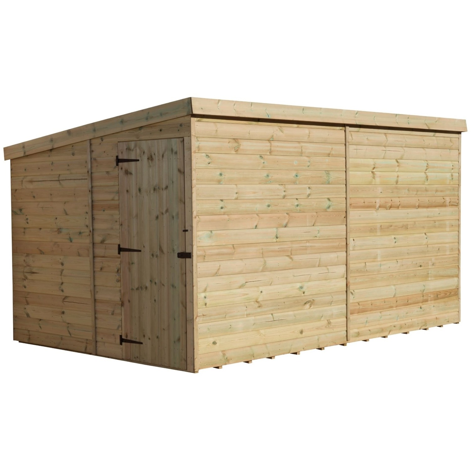 Empire 2000 9x8 Pent Garden Shed with a Single Door Both Side Panels - Green