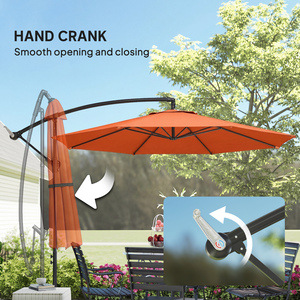 Outsunny 3(m) Garden Banana Parasol Cantilever Umbrella w/ Base