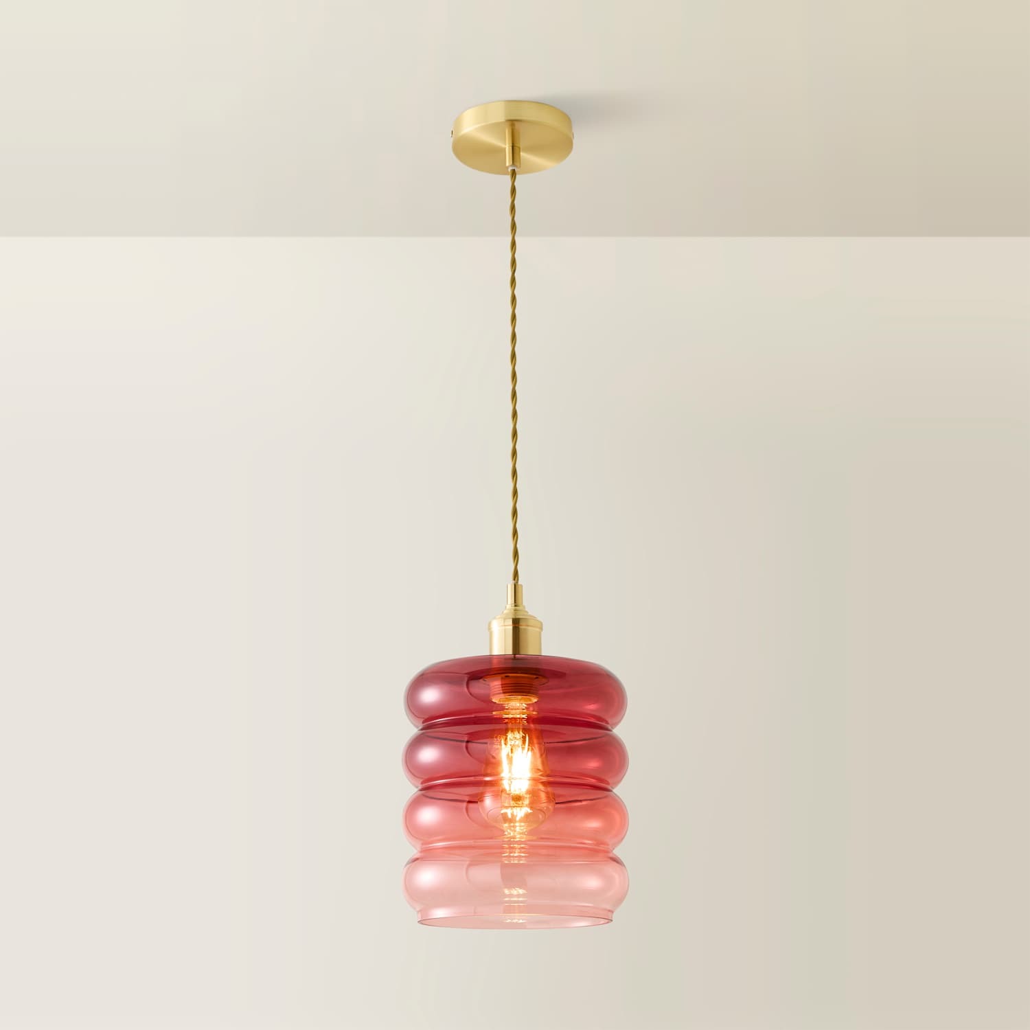 Valuelights Giselle Ombre Berry Glass Ceiling Pendant Light - Brushed Gold / 0