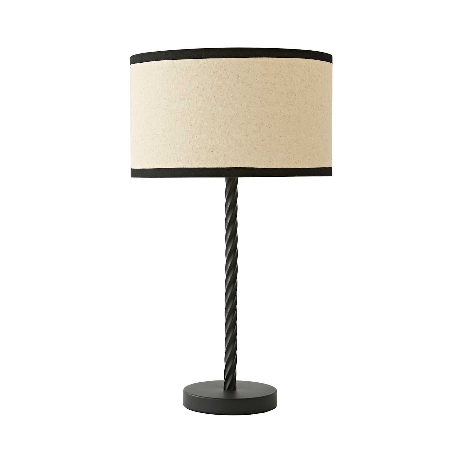 Valuelights Maura Twisted Black Metal Table Lamp Trim Shade - Black Trim / Yes