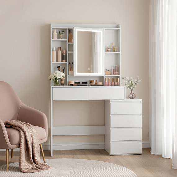 VASAGLE Makeup Desk with Lighted Mirror