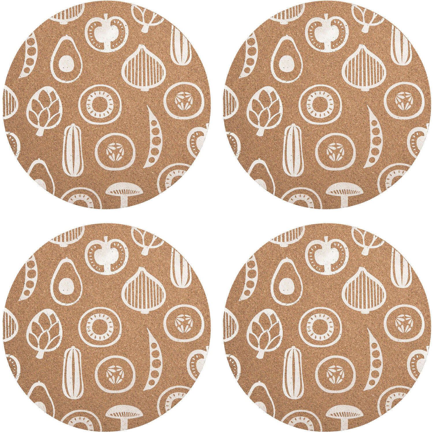 Maison By Premier Besa Set Of Four Cork Round Placemats - Assorted