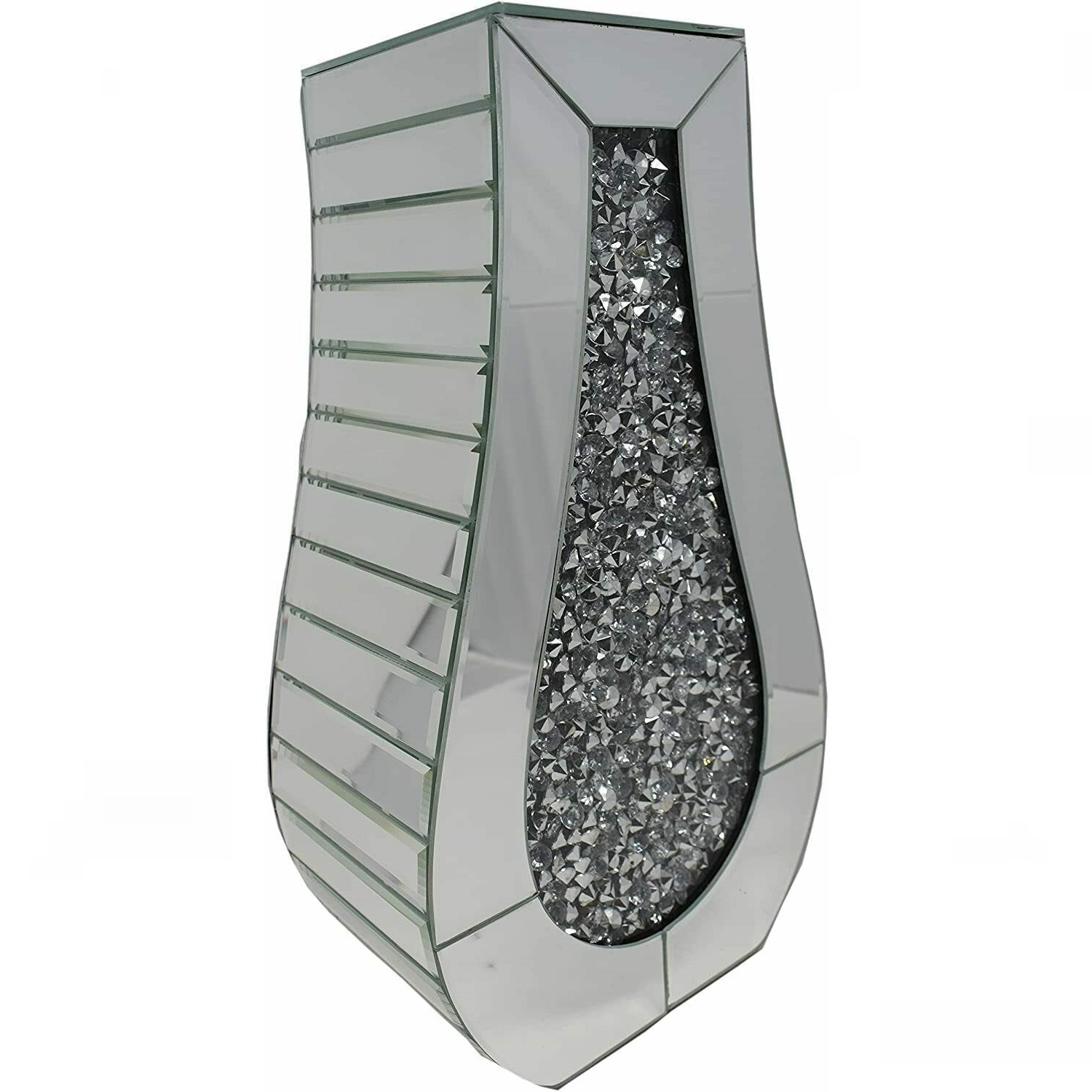 Deenz Silver Mirrored Flower Vase Curved - Silver