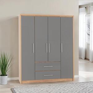 Grey Seville 4 Door 2 Drawer Wardrobe shot 14754244