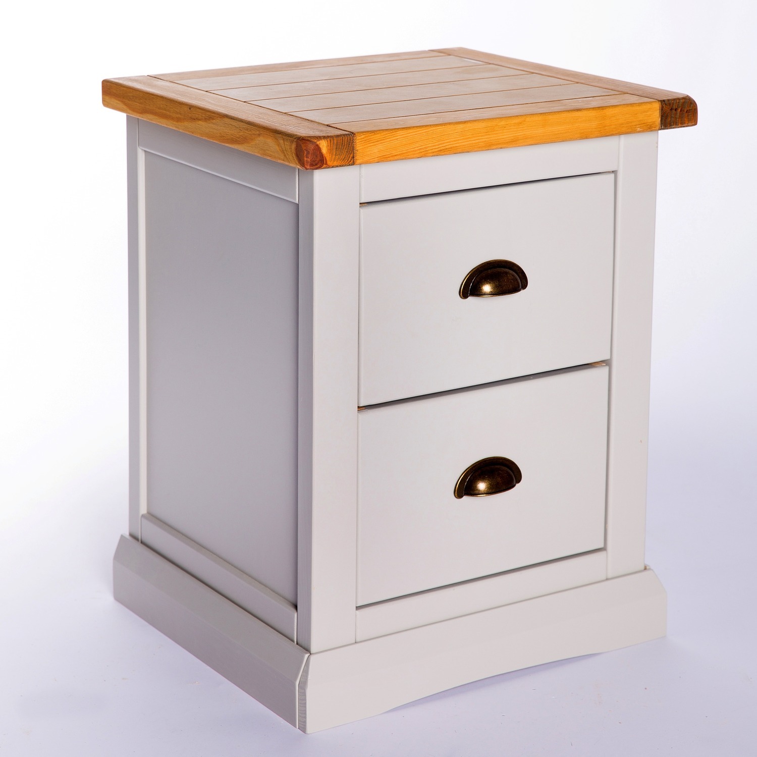 Cabinet Bits Loreo 2 Drawer Bedside Cabinet - Grey / Brass Cup