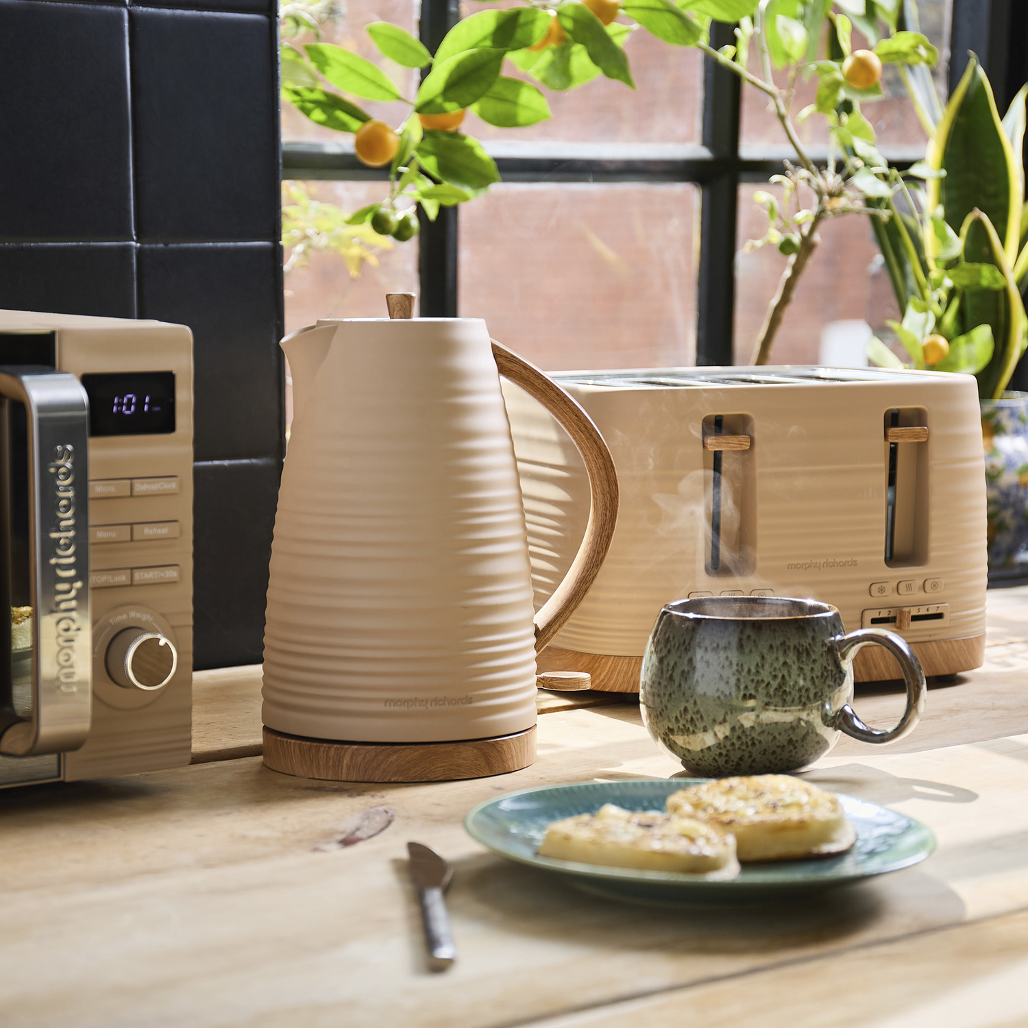 Morphy Richards Clay Kettle And Toaster Set - Brown