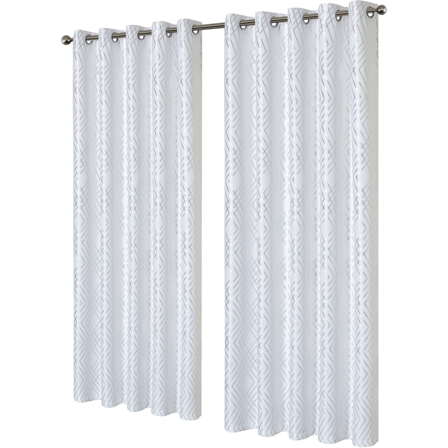 Geometric Sparkle Blackout Curtains - White / 167cm / 137cm